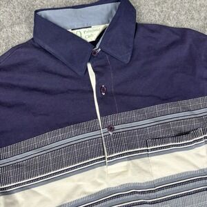 Vintage Palmland Club Polo Shirt Mens Medium Blue White Short Sleeve Pattern EUC